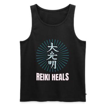 Reiki aide | Ésotérisme Reikimeister Cadeau de Yoga - Débardeur bio Premium Homme - noir - Devant - Michal (187cm)