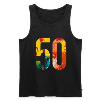 50e anniversaire - Débardeur bio Premium Homme - noir - Devant - AI Model Male 178 light (178cm)