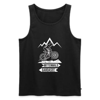 Fahrrad Alpenüberquerung Mittenwald Gardasee MTB - Männer Premium Bio Tank Top - Schwarz - Vorne - AI Model Male 178 light (178cm)
