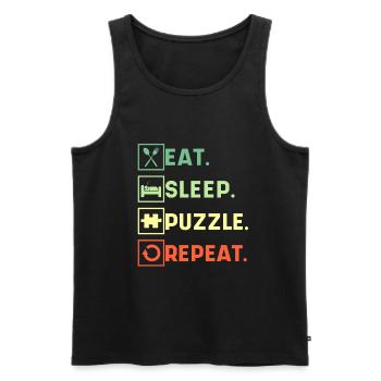 Eat Sleep Puzzle Repeat Puzzle Bild Spiel - Männer Premium Bio Tank Top - Schwarz - Vorne - Michal (187cm)