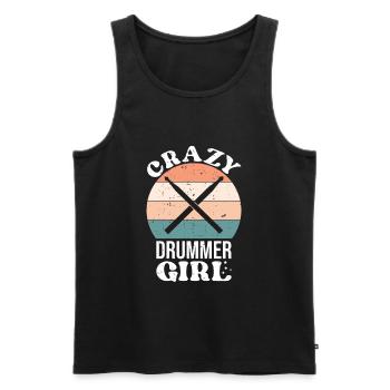 Crazy Drummer Girl - Schlagzeug Drums - Männer Premium Bio Tank Top - Schwarz - Vorne - Michal (187cm)