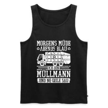 Müllmann Abfalltechniker Müllabfuhr - Männer Premium Bio Tank Top - Schwarz - Vorne - Michal (187cm)
