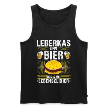 Leberkas Bier Lebenselixier Bayrisch Leberkäse - Männer Premium Bio Tank Top - Schwarz - Vorne - AI Model Male 178 light (178cm)