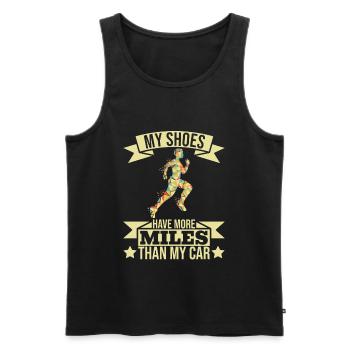 Laufen Schuhe haben mehr Meilen als mein Auto - Männer Premium Bio Tank Top - Schwarz - Vorne - Michal (187cm)