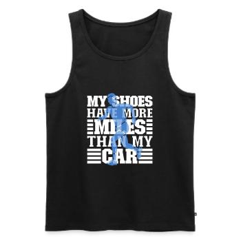 Laufen Schuhe haben mehr Meilen als mein Auto - Männer Premium Bio Tank Top - Schwarz - Vorne - Michal (187cm)