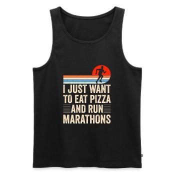 Pizza Und Marathon Läufer Laufen - Männer Premium Bio Tank Top - Schwarz - Vorne - Michal (187cm)