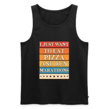 Pizza Und Marathon Läufer Laufen - Männer Premium Bio Tank Top - Schwarz - Vorne - Michal (187cm)
