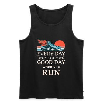 Jeder Tag ist ein guter Tag, wenn du läufst - - Männer Premium Bio Tank Top - Schwarz - Vorne - Michal (187cm)