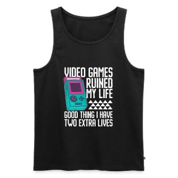 Videospiele haben Leben ruiniert Spielekonsole - Männer Premium Bio Tank Top - Schwarz - Vorne - Michal (187cm)