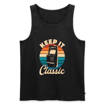 Keep It Classic - Retro 90er Arcade-Spiele - Männer Premium Bio Tank Top - Schwarz - Vorne - AI Model Male 178 light (178cm)