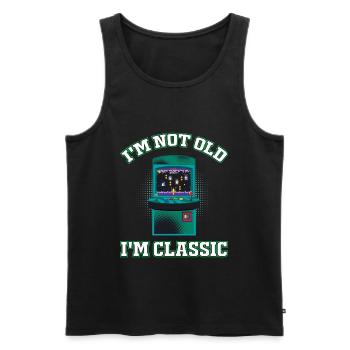 Nicht alt, ich bin klassisch Arcade-Spiele-Konsole - Männer Premium Bio Tank Top - Schwarz - Vorne - Michal (187cm)