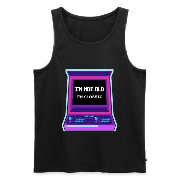Nicht alt, ich bin klassisch Arcade-Spiele-Konsole - Männer Premium Bio Tank Top - Schwarz - Vorne - Michal (187cm)