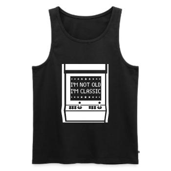 Nicht alt, ich bin klassisch Arcade-Spiele-Konsole - Männer Premium Bio Tank Top - Schwarz - Vorne - Michal (187cm)