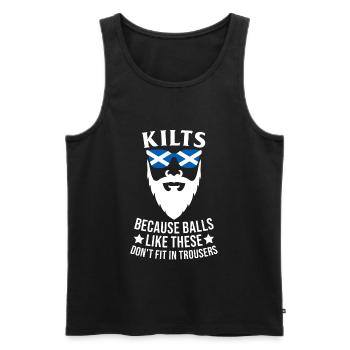 Schottenrock Kilt Spruch Schottland Highlands - Männer Premium Bio Tank Top - Schwarz - Vorne - AI Model Male 178 light (178cm)