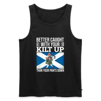Traditional Kilt Wearing Quote For Kilt Guys - Männer Premium Bio Tank Top - Schwarz - Vorne - Michal (187cm)