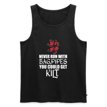 Never Run With Bagpipes - Kilt Bagpiper - Männer Premium Bio Tank Top - Schwarz - Vorne - Michal (187cm)