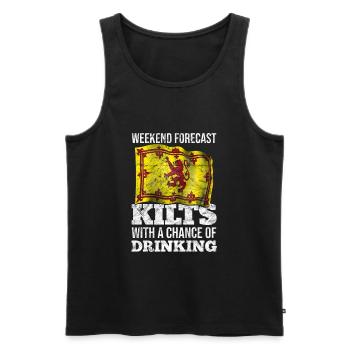 Wochenendvorhersage Kilts With Chance Of Drinking - Männer Premium Bio Tank Top - Schwarz - Vorne - AI Model Male 178 light (178cm)