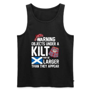 Drôle de jupe écossaise Kilt disant pour les hommes Kilt - Débardeur bio Premium Homme - noir - Devant - AI Model Male 178 light (178cm)