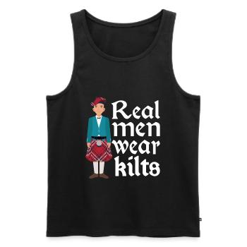 Kilt Männer Spruch Schottenrock - Männer Premium Bio Tank Top - Schwarz - Vorne - AI Model Male 178 light (178cm)