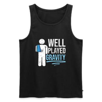 Gebrochener Arm Spruch - Ambruch Fraktur Gipsarm - Männer Premium Bio Tank Top - Schwarz - Vorne - Michal (187cm)