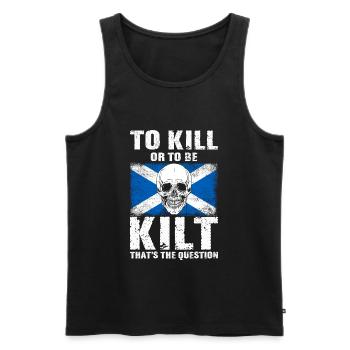 Costume de kilt écossais Saying - Jupe écossaise - Débardeur bio Premium Homme - noir - Devant - AI Model Male 178 light (178cm)