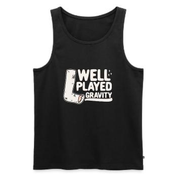 Gebrochenes Bein Spruch - Fraktur Gipsbein - Männer Premium Bio Tank Top - Schwarz - Vorne - AI Model Male 178 light (178cm)