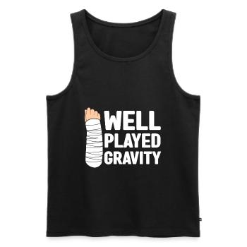 Gebrochener Arm Spruch - Fraktur Gipsarm - Männer Premium Bio Tank Top - Schwarz - Vorne - AI Model Male 178 light (178cm)