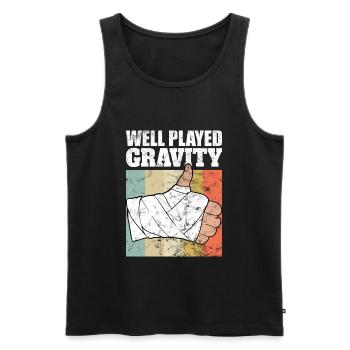 Gebrochener Arm Spruch - Fraktur Gipsarm - Männer Premium Bio Tank Top - Schwarz - Vorne - AI Model Male 178 light (178cm)