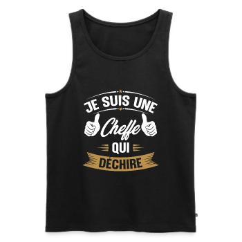 Je suis une cheffe qui déchire - Débardeur bio Premium Homme - noir - Devant - Michal (187cm)