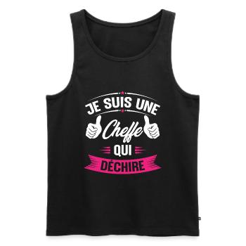 Je suis une cheffe qui déchire - Débardeur bio Premium Homme - noir - Devant - Michal (187cm)