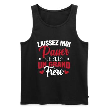 Laissez moi passer je suis un grand frère - Débardeur bio Premium Homme - noir - Devant - Michal (187cm)