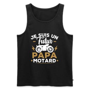 Je suis un futur papa motard - Débardeur bio Premium Homme - noir - Devant - Michal (187cm)