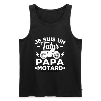 Je suis un futur papa motard - Débardeur bio Premium Homme - noir - Devant - Michal (187cm)