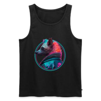 Punk Hyäne in Lederjacke - Männer Premium Bio Tank Top - Schwarz - Vorne - AI Model Male 178 light (178cm)