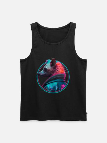 Punk hyena in leather jacket - Men's Premium Organic Tank Top - black