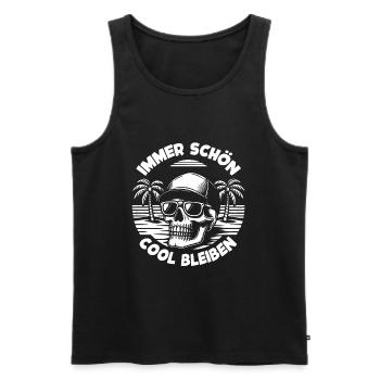 Skull mit Basecap Sonnenbrille am Strand - Männer Premium Bio Tank Top - Schwarz - Vorne - Michal (187cm)