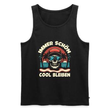 Skull mit Basecap Sonnenbrille am Strand - Männer Premium Bio Tank Top - Schwarz - Vorne - Michal (187cm)