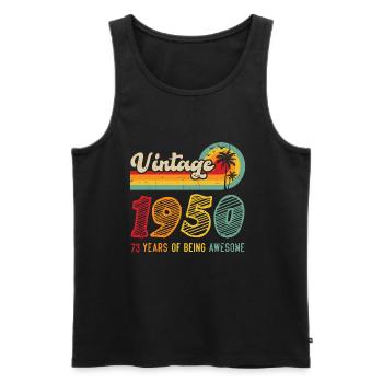 Vintage 1950, birthday gift 73 years - Men's Premium Organic Tank Top - black - Front - Michal (187cm)