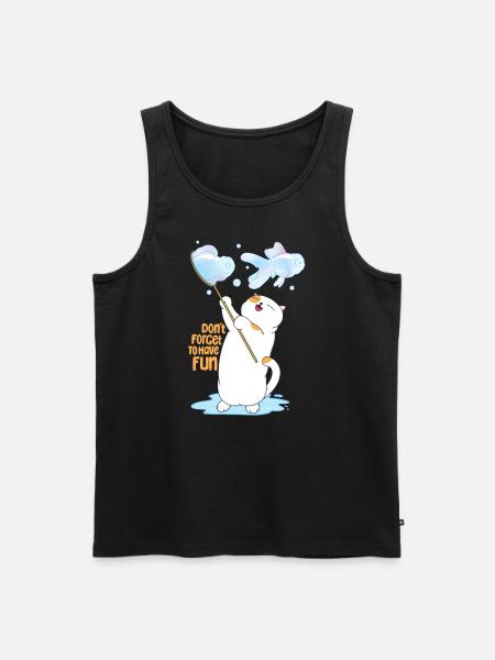 Cat Playing Bubble - Men's Premium Organic Tank Top - black