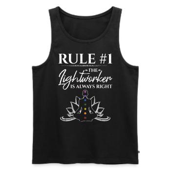 Der Lichtarbeiter hat immer Recht Reiki - Männer Premium Bio Tank Top - Schwarz - Vorne - AI Model Male 178 light (178cm)