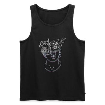 Kopf mit Blumen - Männer Premium Bio Tank Top - Schwarz - Vorne - AI Model Male 178 light (178cm)