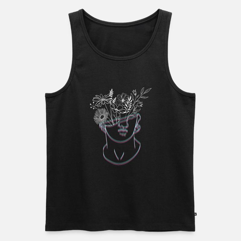 Kopf mit Blumen - Männer Premium Bio Tank Top - Schwarz