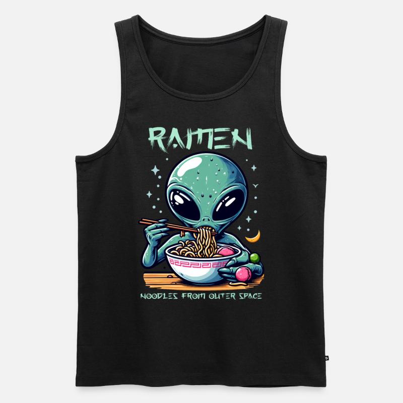 Outer Space Ramen Alien Nudeln - Männer Premium Bio Tank Top - Schwarz