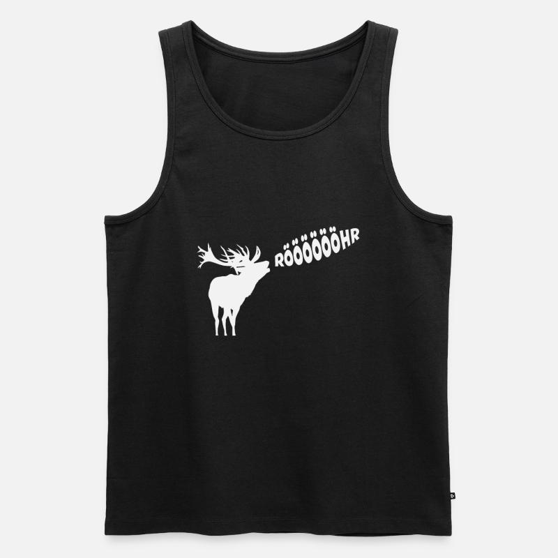 Röhrender Hirsch Tier Silhouette Geschenkidee - Männer Premium Bio Tank Top - Schwarz