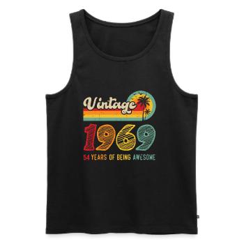 Vintage 1969, birthday gift 54 years - Men's Premium Organic Tank Top - black - Front - AI Model Male 178 light (178cm)