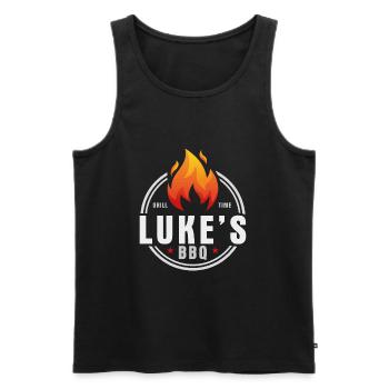Lukes BBQ - Men's Premium Organic Tank Top - black - Front - AI Model Male 178 light (178cm)