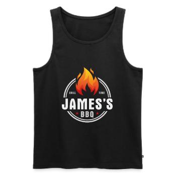 Jamess BBQ - Men's Premium Organic Tank Top - black - Front - AI Model Male 178 light (178cm)