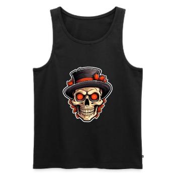 Crâne d’Halloween - Débardeur bio Premium Homme - noir - Devant - Michal (187cm)