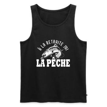 a la retraite Cadeau Humour pêche peche - Débardeur bio Premium Homme - noir - Devant - Michal (187cm)