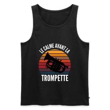 le calme avant la trompette - Débardeur bio Premium Homme - noir - Devant - Michal (187cm)